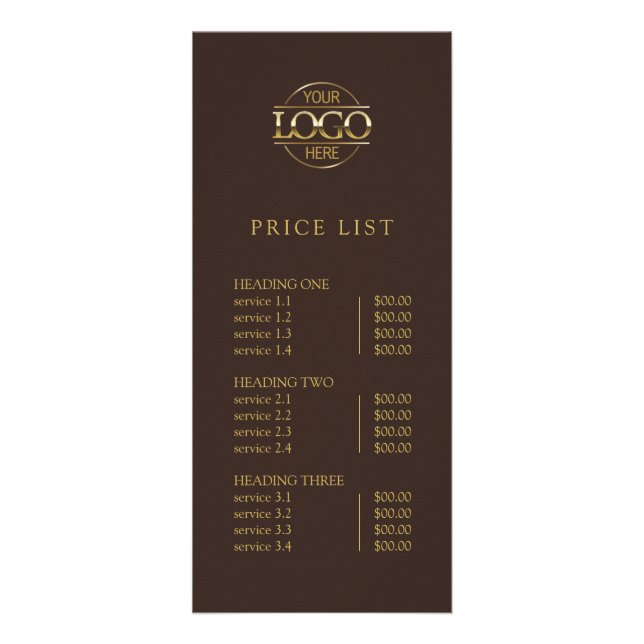Modern Simple Professional Logo Menu Price List (Front)