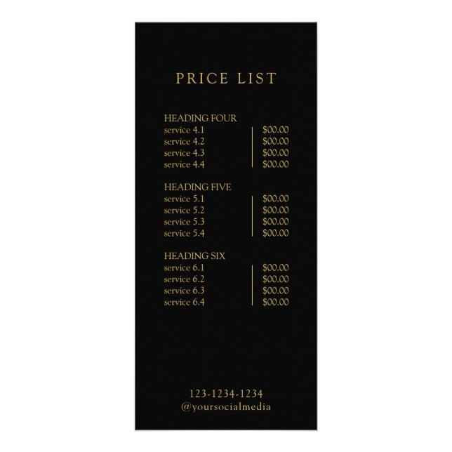 Modern Simple Professional Logo Menu Price List (Back)