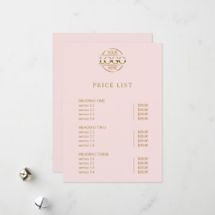 Modern Simple Professional Logo Menu Price List