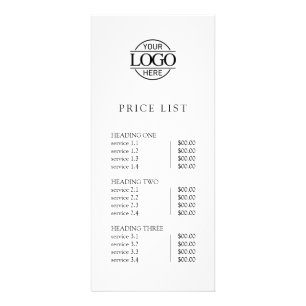 Modern Simple Professional Logo Menu Price List