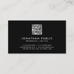 Modern Simple Professional QR Code Black And White Business Card