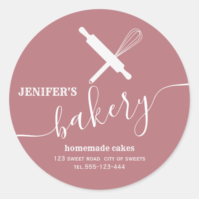 Modern simple Professional rolling pin whisk  Clas Classic Round Sticker (Front)