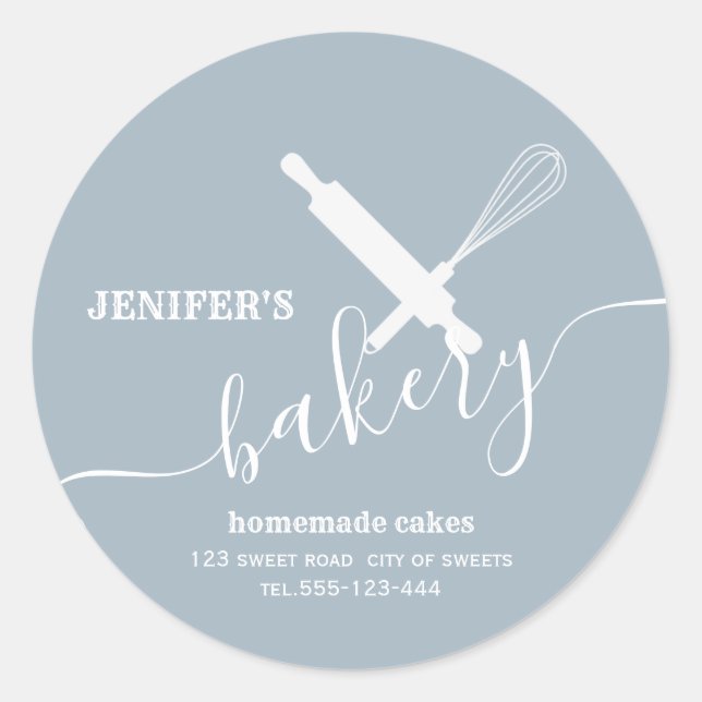 Modern simple Professional rolling pin whisk Classic Round Sticker (Front)