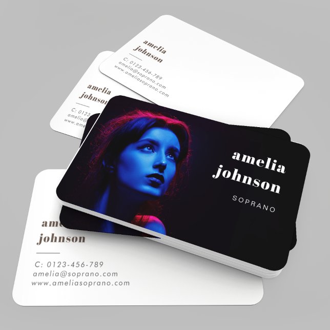 Modern Simple Professional Singer Actor Photo Business Card (Creator Uploaded)