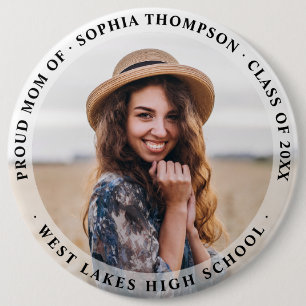 Modern Simple Proud Mum Graduate Photo Dark 6 Cm Round Badge