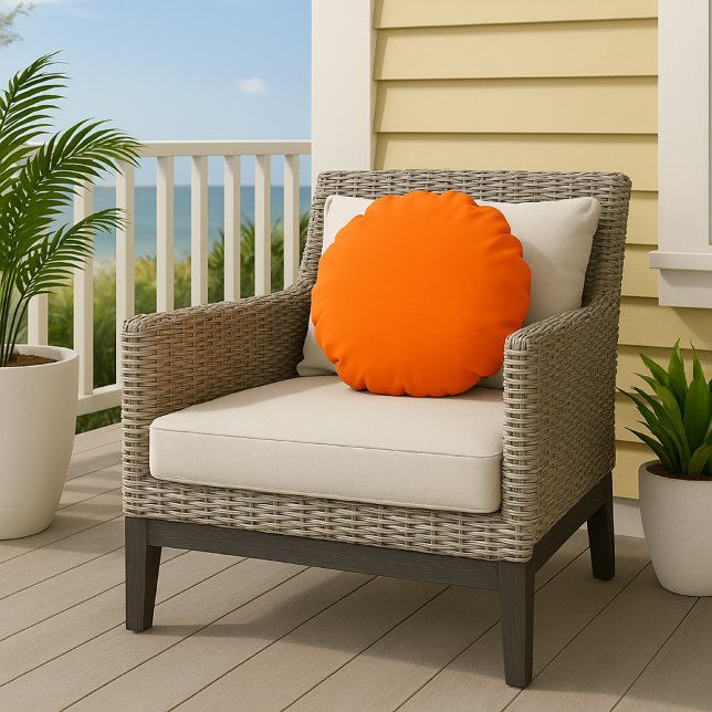 Modern Simple Pumpkin Orange  Round Pillow (Creator Uploaded)