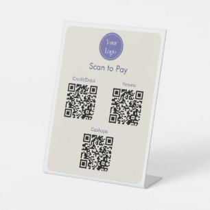 Modern Simple Purple Cream Scan to pay QR Codes Pedestal Sign