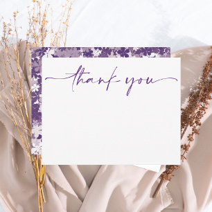 Modern Simple Purple Thank You Script Greeting Card
