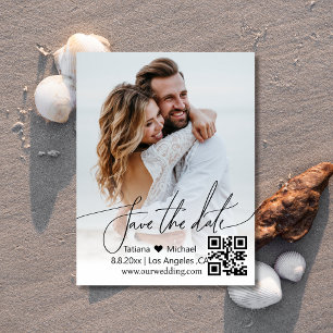 modern simple qr code couple photo save the date announcement postcard