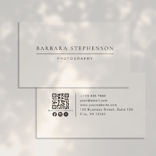 Modern, simple, qr code, social media,photography business card