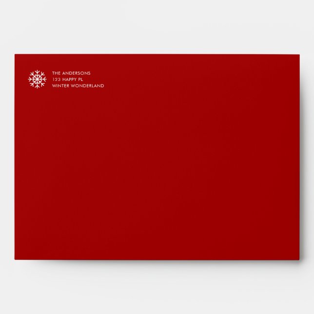 Modern Simple Red Christmas Holiday Snowflake  Envelope (Front)