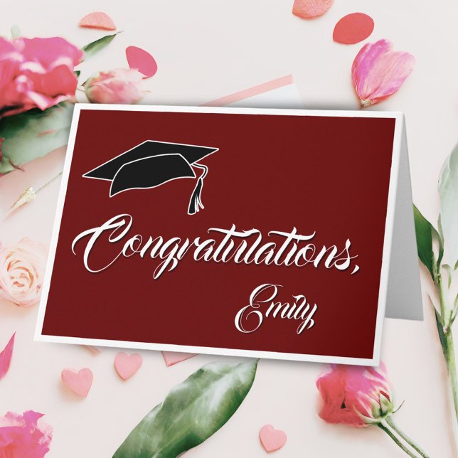 Modern Simple Red Congratulations Graduation Card (Creator Uploaded)