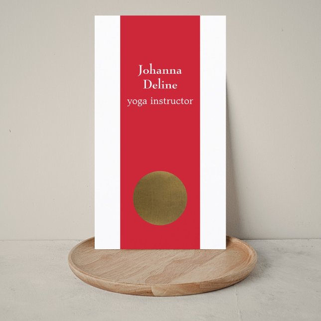 Modern Simple Red Faux Cooper Circle Yoga Studio Business Card (Creator Uploaded)