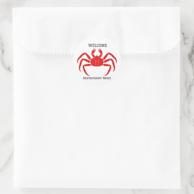 Modern Simple Red kink crab seafood fresh Classic Round Sticker (Bag)