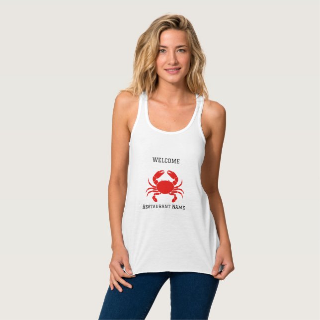 Modern Simple Red kink crab seafood fresh Singlet (Front Full)