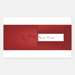 Modern Simple Red Monogram Name Rectangular Sticker