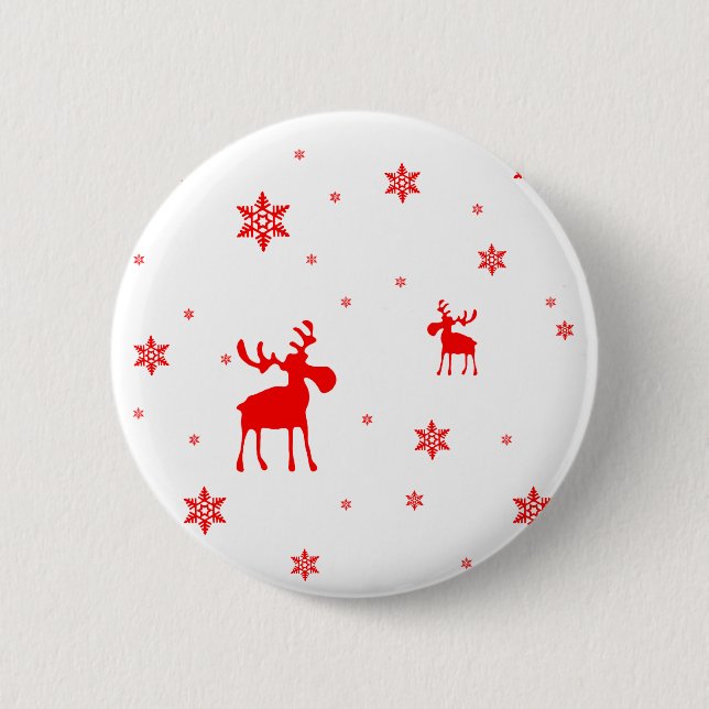 Modern Simple Red Moose Snowflakes 6 Cm Round Badge (Front)
