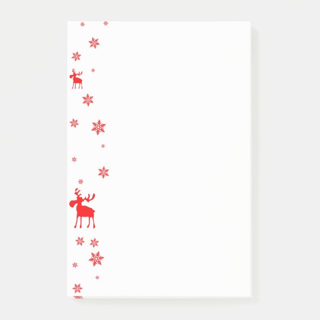 Modern Simple Red Moose Snowflakes Post-it Notes (Front)
