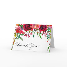 Modern Simple Red Rose Thank You Note