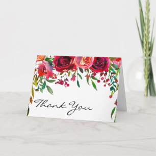 Modern Simple Red Rose Thank You Note Card