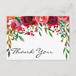 Modern Simple Red Rose Thank You Note Invitation