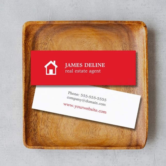 Modern Simple Red White House Realtor Mini Business Card (Creator Uploaded)