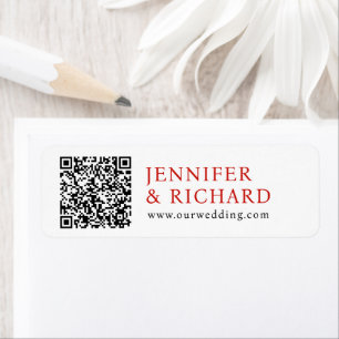 Modern Simple Red White Minimal Wedding QR Code