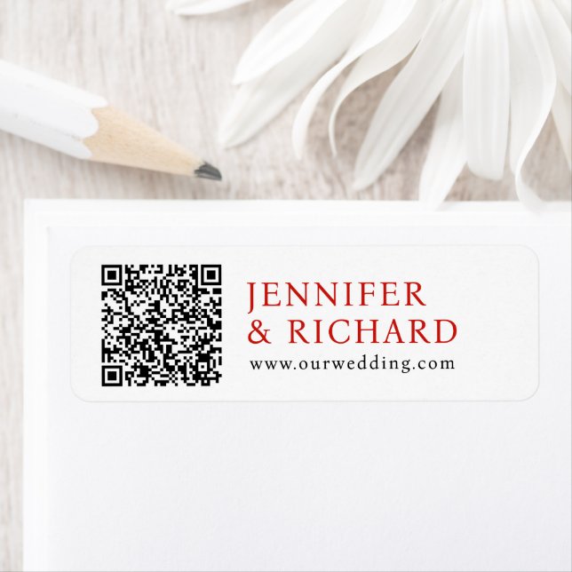 Modern Simple Red White Minimal Wedding QR Code (Insitu)
