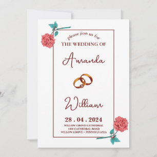 modern simple romantic Elegant rings  Wedding Invitation