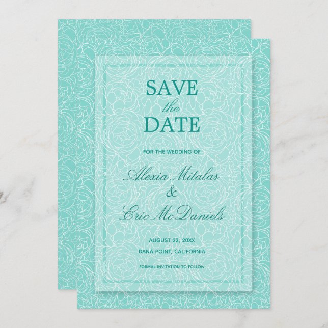 Modern Simple Rose Floral Wedding Save The Date (Front/Back)