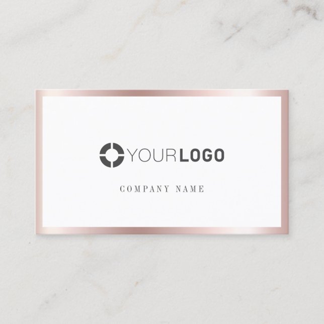 Modern simple rose gold border company logo business card (Front)