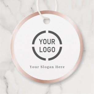 Modern simple rose gold border company logo favour tags