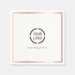 Modern simple rose gold border company logo napkin