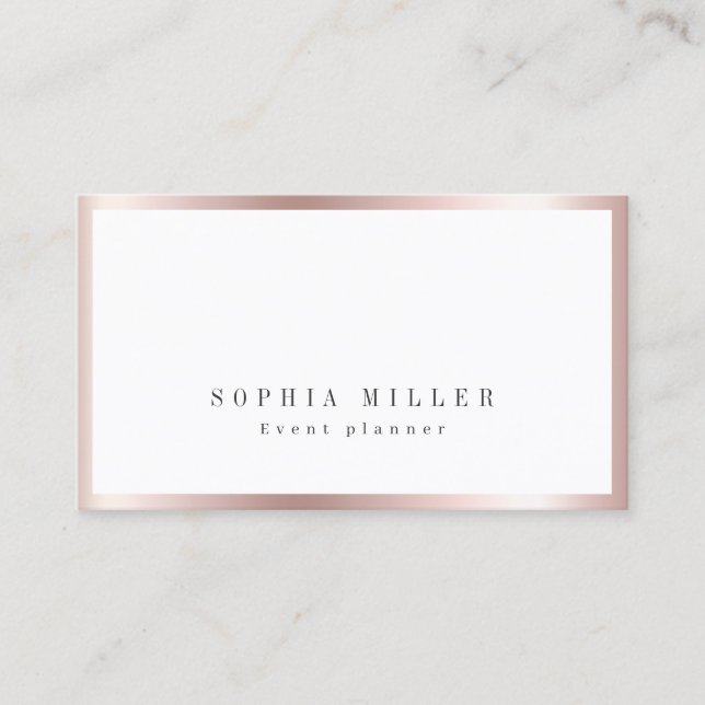 Modern simple rose gold border professional business card (Front)