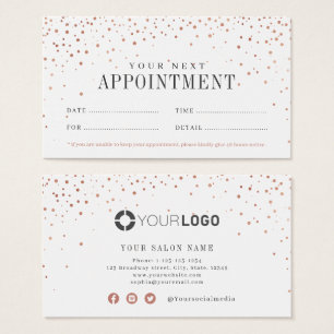 Modern simple rose gold glitter appointment card