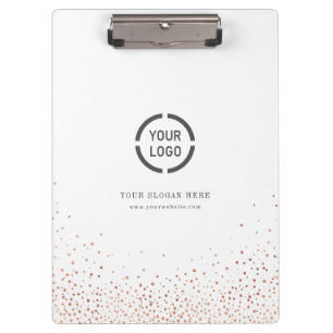 Modern simple rose gold glitter company logo clipboard
