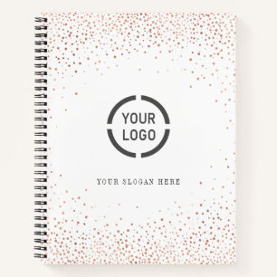 Modern simple rose gold glitter company logo notebook