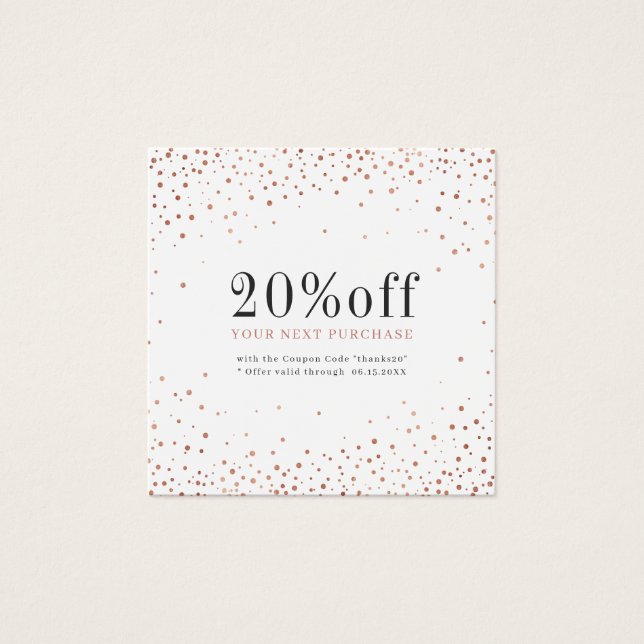 Modern simple rose gold glitter discount card (Front)