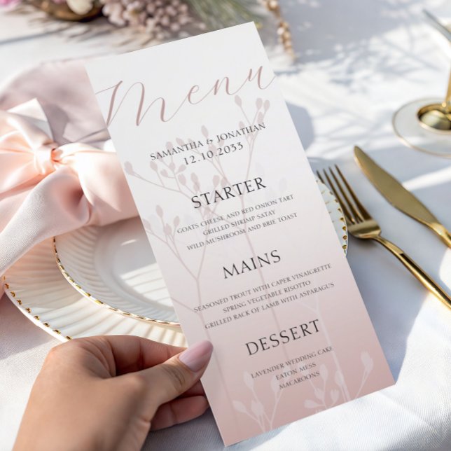 Modern Simple  Rose Gold  Wedding Dinner Menu (Creator Uploaded)