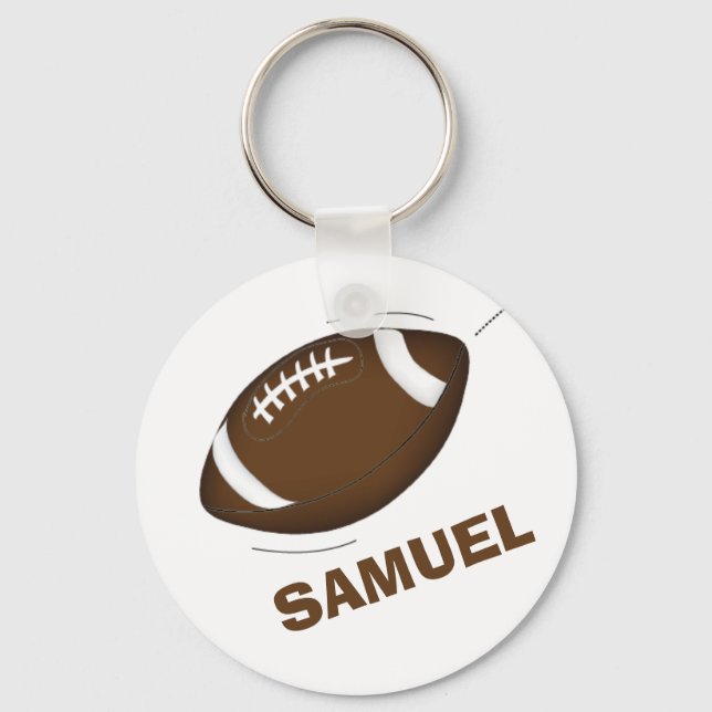 Modern Simple Rustic Football Sports Custom Key Ring (Front)