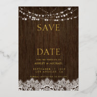 Modern Simple Rustic Twinkle Lights Wedding Save T