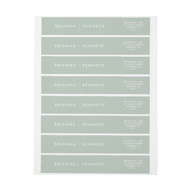  Modern Simple Sage Elegant Wedding Wrap Around Label (Sheet)