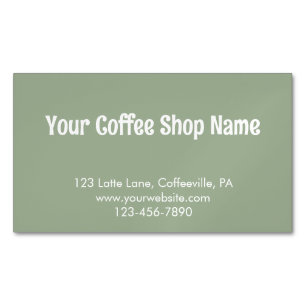 Modern Simple Sage Green Custom Coffee Promotional Magnetic Business Card