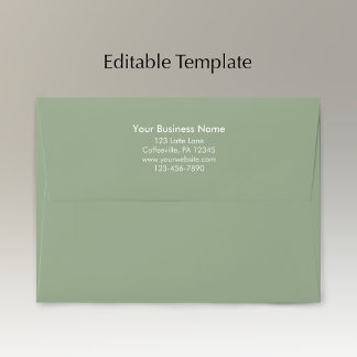 Modern Simple Sage Green Personalized Business Envelope