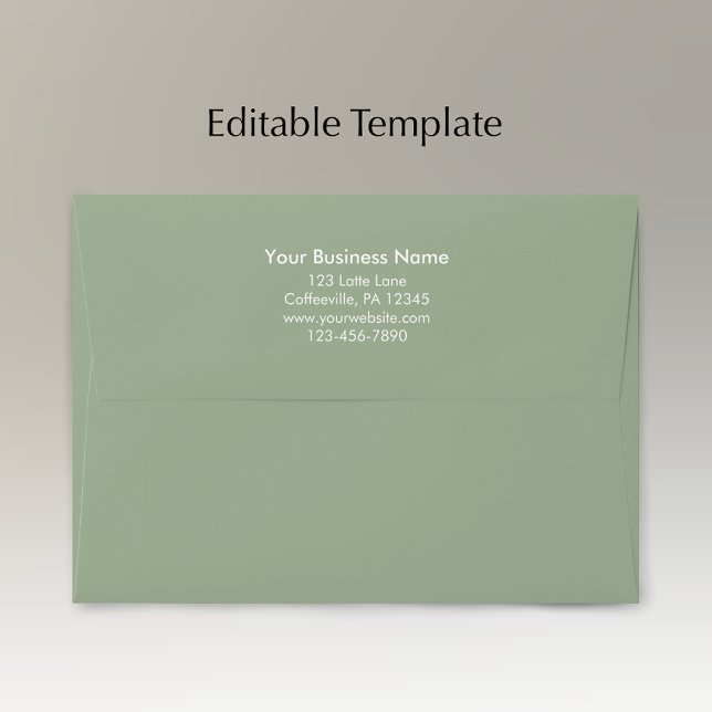 Modern Simple Sage Green Personalized Business Envelope (Add your name and address to the back flap of this modern sage green envelope.
)