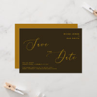 Modern Simple Save the Date Brown & Gold