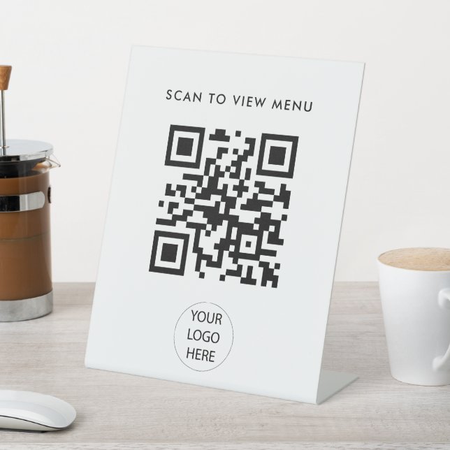 Modern Simple Scan QR Code Menu Business Pedestal Sign (In SItu)