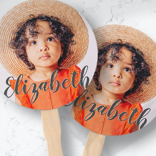 Modern Simple Script Add Your Name and Photo Hand Fan