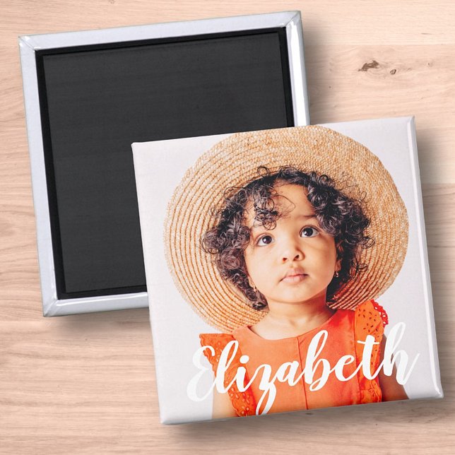 Modern Simple Script Add Your Name and Photo Magnet (Creator Uploaded)