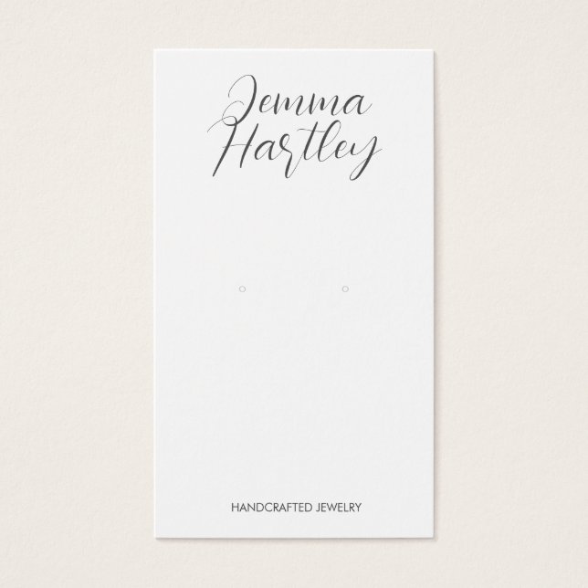 Modern Simple Script Black White Earring Display  (Front)